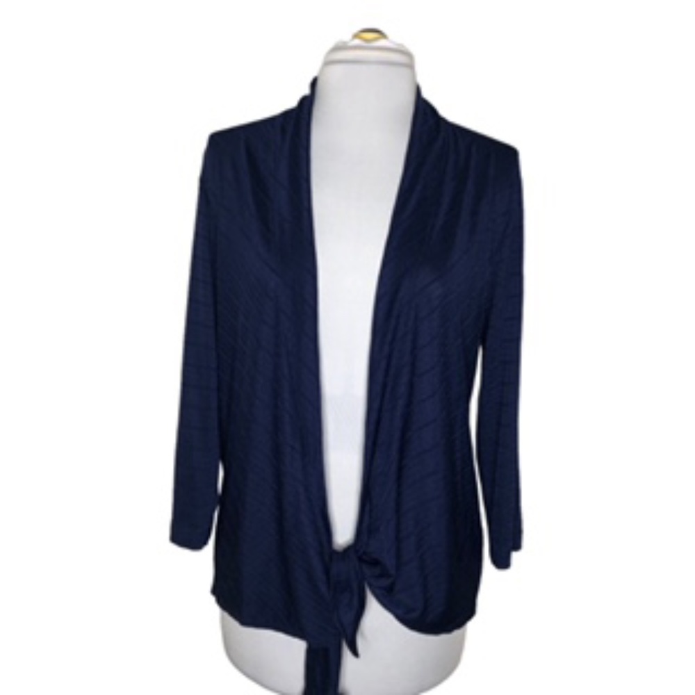 NWOT Chico's Easy Wear Bottom Tie 3/4 Sleeve Heavy Weight Sheer Cardigan Size 2